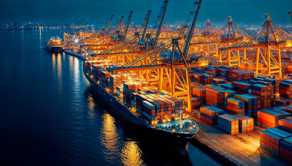 Container Ship Berth at Night